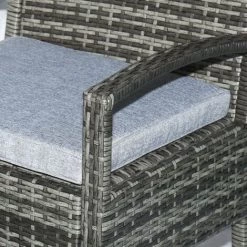 Outsunny Ensemble Salon De Jardin 2 Places 3 Pièces Résine Tressée Imitation Rotin Avec Coussins Gris - Gris -Outsunny Soldes Magasin 58393131 4