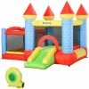 Outsunny Château Gonflable Enfant - Toboggan, Trampoline, Piscine, Panier - Gonfleur, Sac De Transport Inclus - Dim. 2,8L X 2,6l X 2,1H M - Polyester Multicolore - Rouge -Outsunny Soldes Magasin 59671486 1