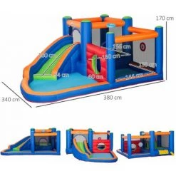 Outsunny Château Gonflable Enfant - Toboggan, Trampoline, Piscine - Gonfleur, Sac De Transport Inclus - Dim. 3,8L X 3,4l X 1,7H M - Polyester Multicolore - Rouge 9 Outsunny Château Gonflable Enfant - Toboggan, Trampoline, Piscine - Gonfleur, Sac De Transport Inclus - Dim. 3,8L X 3,4l X 1,7H M - Polyester Multicolore - Rouge -Outsunny Soldes Magasin 59671523 3