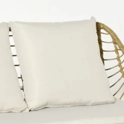 Outsunny Salon De Jardin 4 Pers. 4 Pièces Style Exotique Métal époxy Noir Résine Imitation Bambou Coussins Grand Confort Inclus Polyester Beige - Beige -Outsunny Soldes Magasin 59671638 5