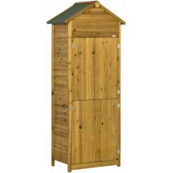 Outsunny Armoire De Jardin Remise Pour Outils Dim. 79L X 49l X 190H Cm 2 Portes 2 étagères Toit Bitumé étanche Bois Sapin Autoclave - Beige
