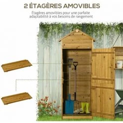 Outsunny Armoire De Jardin Remise Pour Outils Dim. 79L X 49l X 190H Cm 2 Portes 2 étagères Toit Bitumé étanche Bois Sapin Autoclave - Beige -Outsunny Soldes Magasin 60940574 5