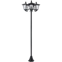Outsunny Lampadaire De Jardin Luminaire Extérieur Solaire LED 3 Têtes 120 Lm Dim. 51,5L X 47l X 182,5H Cm Acier Inox. Plastique Noir - Noir