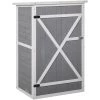 Outsunny Armoire Abri De Jardin Remise Pour Outils - Grande Porte Verrouillable Loquet - 2 étagères - Toit Bitumé Incliné Bois De Sapin Blanc Gris - Gris 2 Outsunny Armoire Abri De Jardin Remise Pour Outils - Grande Porte Verrouillable Loquet - 2 étagères - Toit Bitumé Incliné Bois De Sapin Blanc Gris - Gris -Outsunny Soldes Magasin 64908174 1