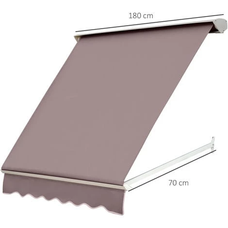 Outsunny Store Banne Manuel Inclinaison Réglable Aluminium Polyester Imperméabilisé 70L X 180l Cm Taupe Clair - Marron 5 Outsunny Store Banne Manuel Inclinaison Réglable Aluminium Polyester Imperméabilisé 70L X 180l Cm Taupe Clair - Marron – Image 3