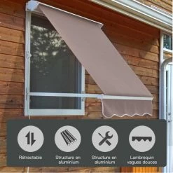 Outsunny Store Banne Manuel Inclinaison Réglable Aluminium Polyester Imperméabilisé 70L X 180l Cm Taupe Clair - Marron 10 Outsunny Store Banne Manuel Inclinaison Réglable Aluminium Polyester Imperméabilisé 70L X 180l Cm Taupe Clair - Marron -Outsunny Soldes Magasin 6812080 4