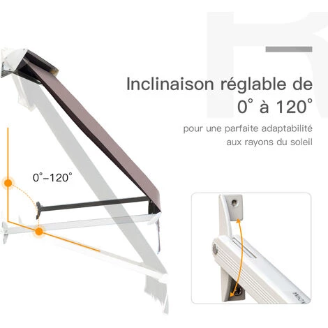 Outsunny Store Banne Manuel Inclinaison Réglable Aluminium Polyester Imperméabilisé 70L X 180l Cm Taupe Clair - Marron 7 Outsunny Store Banne Manuel Inclinaison Réglable Aluminium Polyester Imperméabilisé 70L X 180l Cm Taupe Clair - Marron – Image 5