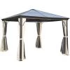 Outsunny Tonnelle Pavillon De Jardin Imperméable 4 Parois Latérales Anti-UV 4 Moustiquaires Panneaux Polycarbonate Alu 3L X 3l X 2,6H M Chocolat Beige - Marron 2 Outsunny Tonnelle Pavillon De Jardin Imperméable 4 Parois Latérales Anti-UV 4 Moustiquaires Panneaux Polycarbonate Alu 3L X 3l X 2,6H M Chocolat Beige - Marron -Outsunny Soldes Magasin 6812082 1