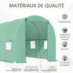 Outsunny Serre De Jardin Tunnel 4,5L X 2l X 2H M Châssis Tubulaire Acier Galvanisé Renforcé 1,8 Cm 6 Fenêtres 1 Porte Vert - Vert -Outsunny Soldes Magasin 6812163 4