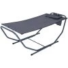 Outsunny Hamac De Jardin Avec Support Sur Pied 2,22 X 0,94 X 0,82 M Grand Confort Têtière Pochette Rangement Métal époxy Textilène Doublé Gris - Gris -Outsunny Soldes Magasin 6812184 1