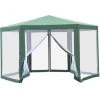 Outsunny Tonnelle Barnum Tente De Réception Hexagonale 10 M² Style Cosy Métal Polyester Imperméabilisé Surface Env. 10 M² Vert Blanc -Outsunny Soldes Magasin 6812191 1