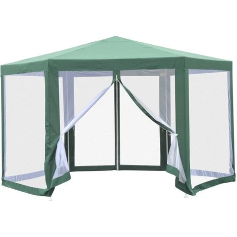 Outsunny Tonnelle Barnum Tente De Réception Hexagonale 10 M² Style Cosy Métal Polyester Imperméabilisé Surface Env. 10 M² Vert Blanc 3 Outsunny Tonnelle Barnum Tente De Réception Hexagonale 10 M² Style Cosy Métal Polyester Imperméabilisé Surface Env. 10 M² Vert Blanc
