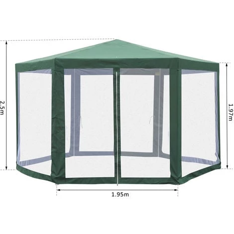 Outsunny Tonnelle Barnum Tente De Réception Hexagonale 10 M² Style Cosy Métal Polyester Imperméabilisé Surface Env. 10 M² Vert Blanc 5 Outsunny Tonnelle Barnum Tente De Réception Hexagonale 10 M² Style Cosy Métal Polyester Imperméabilisé Surface Env. 10 M² Vert Blanc – Image 3