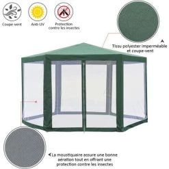 Outsunny Tonnelle Barnum Tente De Réception Hexagonale 10 M² Style Cosy Métal Polyester Imperméabilisé Surface Env. 10 M² Vert Blanc 10 Outsunny Tonnelle Barnum Tente De Réception Hexagonale 10 M² Style Cosy Métal Polyester Imperméabilisé Surface Env. 10 M² Vert Blanc -Outsunny Soldes Magasin 6812191 4