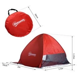 Outsunny Abri De Plage Tente De Plage Pliable Pop-up Automatique Instantané Protection UV Fenêtre Arrière Grand Tapis De Sol Rouge Brique -Outsunny Soldes Magasin 6812235 3