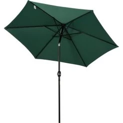 Outsunny Parasol Inclinable De Jardin Balcon Terrasse Manivelle Toile Polyester Imperméabilisée Haute Densité 180 G/m² Ø2,7 X 2,35H M Alu Vert