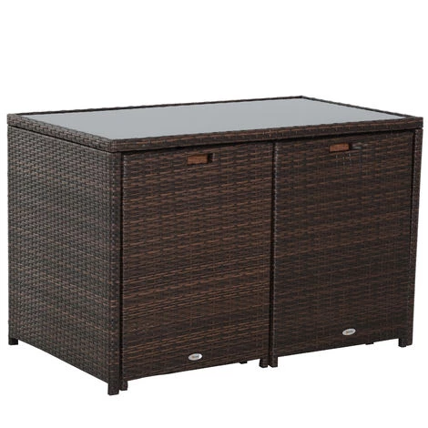 Outsunny Ensemble Salon De Jardin Encastrable 4 Chaises Monoblocs Avec Coussins Déhoussables Et Table Résine Tressée Chocolat - Marron 6 Outsunny Ensemble Salon De Jardin Encastrable 4 Chaises Monoblocs Avec Coussins Déhoussables Et Table Résine Tressée Chocolat - Marron â Image 4