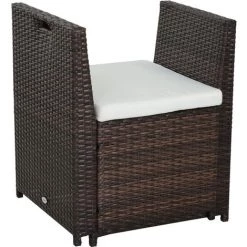 Outsunny Ensemble Salon De Jardin Encastrable 4 Chaises Monoblocs Avec Coussins Déhoussables Et Table Résine Tressée Chocolat - Marron 11 Outsunny Ensemble Salon De Jardin Encastrable 4 Chaises Monoblocs Avec Coussins Déhoussables Et Table Résine Tressée Chocolat - Marron -Outsunny Soldes Magasin 6824217 5