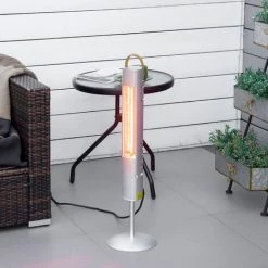 Outsunny Chauffage Extérieur Infrarouge 1500 W - Chauffage Radiant Sur Pied Avec Poignée - Dim. Ø 21 X 75H Cm - Alliage Alu. - Gris -Outsunny Soldes Magasin 68595388 2