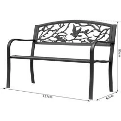 Outsunny Banc 3 Places De Jardin Terrasse Style Rural Chic 127L X 60l X 85H Cm Métal époxy Anticorrosion Noir -Outsunny Soldes Magasin 6923583 3
