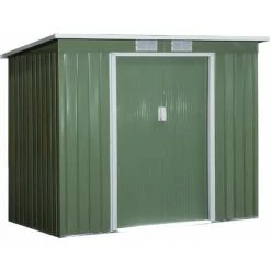 Outsunny Abri De Jardin - Remise Pour Outils - Fondation Incluse - Cabanon 2 Portes Coulissantes Verrouillables - Dim. 213L X 130l X 173H Cm - Tôle D'acier Vert - Vert