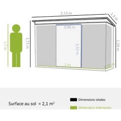 Outsunny Abri De Jardin - Remise Pour Outils - Fondation Incluse - Cabanon 2 Portes Coulissantes Verrouillables - Dim. 213L X 130l X 173H Cm - Tôle D'acier Vert - Vert -Outsunny Soldes Magasin 69767400 3
