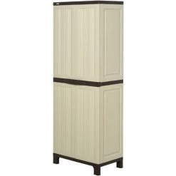 Outsunny Armoire De Jardin Armoire Haute Multi-rangements 2 Portes 3 étagères Réglables En Hauteur 65L X 37l X 172H Cm Gris Clair Chocolat