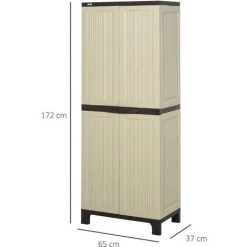 Outsunny Armoire De Jardin Armoire Haute Multi-rangements 2 Portes 3 étagères Réglables En Hauteur 65L X 37l X 172H Cm Gris Clair Chocolat -Outsunny Soldes Magasin 7006099 3