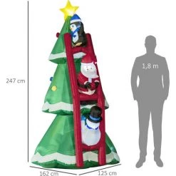 Outsunny Décoration Gonflable LED De Noël 2,47H M - Sapin De Noël Enneigé Décoré Avec échelle Personnages - Polyester Imperméable - Vert 9 Outsunny Décoration Gonflable LED De Noël 2,47H M - Sapin De Noël Enneigé Décoré Avec échelle Personnages - Polyester Imperméable - Vert -Outsunny Soldes Magasin 70300259 3