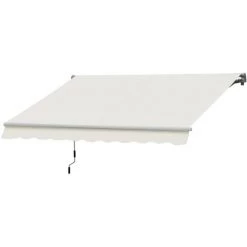 Outsunny Store Banne Manuel Rétractable Aluminium Polyester Imperméabilisé 3L X 2,5l M Crème - Crème