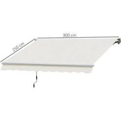 Outsunny Store Banne Manuel Rétractable Aluminium Polyester Imperméabilisé 3L X 2,5l M Crème - Crème -Outsunny Soldes Magasin 7041048 3