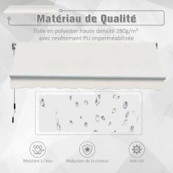 Outsunny Store Banne Manuel Rétractable Aluminium Polyester Imperméabilisé 3L X 2,5l M Crème - Crème -Outsunny Soldes Magasin 7041048 4