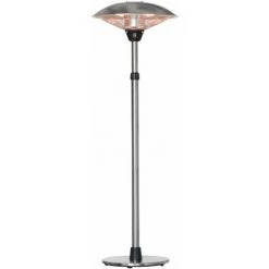 Outsunny Parasol Chauffant Infrarouge à Quartz 3000 W Max. - Hauteur Réglable Ø 58,5 X 160-200H Cm - Chauffage Radiant Sur Pied - Puissance Réglable - Gris