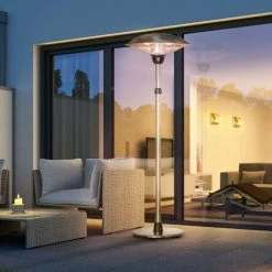 Outsunny Parasol Chauffant Infrarouge à Quartz 3000 W Max. - Hauteur Réglable Ø 58,5 X 160-200H Cm - Chauffage Radiant Sur Pied - Puissance Réglable - Gris -Outsunny Soldes Magasin 70569074 4