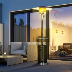 Outsunny Parasol Chauffant Commercial 13 KW - Chauffage Extérieur Gaz - Double Sécurité - Puissance Réglable - Roulettes, étagère - Alu. Acier Inox. Noir - Noir 8 Outsunny Parasol Chauffant Commercial 13 KW - Chauffage Extérieur Gaz - Double Sécurité - Puissance Réglable - Roulettes, étagère - Alu. Acier Inox. Noir - Noir -Outsunny Soldes Magasin 71178614 2