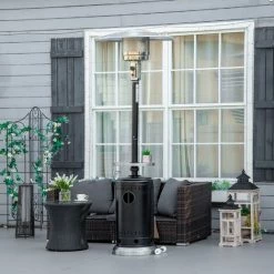 Outsunny Parasol Chauffant Commercial 13 KW - Chauffage Extérieur Gaz - Double Sécurité - Puissance Réglable - Roulettes, étagère - Alu. Acier Inox. Noir - Noir 10 Outsunny Parasol Chauffant Commercial 13 KW - Chauffage Extérieur Gaz - Double Sécurité - Puissance Réglable - Roulettes, étagère - Alu. Acier Inox. Noir - Noir -Outsunny Soldes Magasin 71178614 4