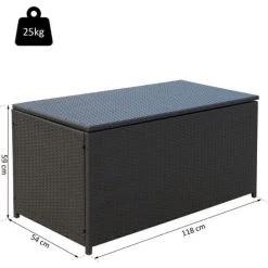 Outsunny Coffre Malle De Rangement 118L X 54l X 59H Cm Résine Tressée Imitation Rotin Café Foncé - Marron -Outsunny Soldes Magasin 7213313 3