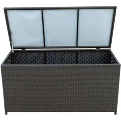 Outsunny Coffre Malle De Rangement 118L X 54l X 59H Cm Résine Tressée Imitation Rotin Café Foncé - Marron -Outsunny Soldes Magasin 7213313 4