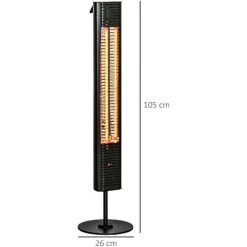 Outsunny Chauffage Extérieur Infrarouge 2000 W Max. Réglable 6 Niv. - Chauffage Radiant Sur Pied - Poignée, Télécommande - Alliage Alu. Fonte Noir - Noir 9 Outsunny Chauffage Extérieur Infrarouge 2000 W Max. Réglable 6 Niv. - Chauffage Radiant Sur Pied - Poignée, Télécommande - Alliage Alu. Fonte Noir - Noir -Outsunny Soldes Magasin 72276223 3