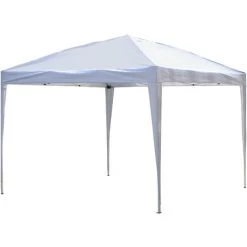 Outsunny Tonnelle Barnum De Jardin Pliant Anti-UV + Sac De Transport Acier Oxford 3 X 3 X 2,55 M Blanc