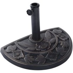 Outsunny Pied De Parasol Base De Lestage Parasol Demi-cercle Résine Imitation Fonte Motif Fleur 50L X 31l X 32H Cm Bronze