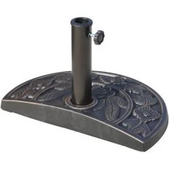 Outsunny Pied De Parasol Base De Lestage Parasol Demi-cercle Résine Imitation Fonte Motif Fleur 50L X 31l X 32H Cm Bronze -Outsunny Soldes Magasin 7227808 5