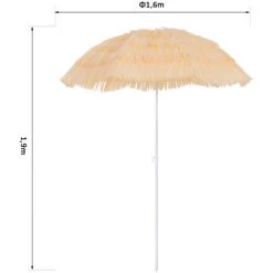 Outsunny Parasol De Plage Jardin Design Hawai 160 Cm Raphia Artificiel Beige -Outsunny Soldes Magasin 723653 3