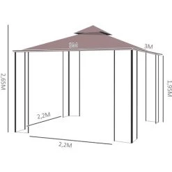 Outsunny Tonnelle Barnum Style Colonial Double Toit Toile Moustiquaires Amovibles 3 X 3 X 2,65 M Chocolat Et Blanc -Outsunny Soldes Magasin 723671 3