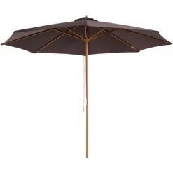 Outsunny Parasol Rond Grande Taille Diamètre 3 M Bois Polyester Haute Densité Chocolat - Marron