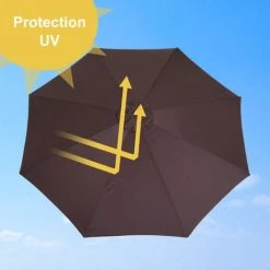 Outsunny Parasol Rond Grande Taille Diamètre 3 M Bois Polyester Haute Densité Chocolat - Marron 11 Outsunny Parasol Rond Grande Taille Diamètre 3 M Bois Polyester Haute Densité Chocolat - Marron -Outsunny Soldes Magasin 723712 5