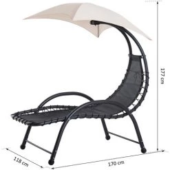 Outsunny Bain De Soleil Design Contemporain - Pare-soleil Et Matelas - Acier Polyester - Dim. 1,7L X 1,18l X 1,77H M - Beige Noir 9 Outsunny Bain De Soleil Design Contemporain - Pare-soleil Et Matelas - Acier Polyester - Dim. 1,7L X 1,18l X 1,77H M - Beige Noir -Outsunny Soldes Magasin 7301360 3