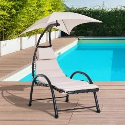 Outsunny Bain De Soleil Design Contemporain - Pare-soleil Et Matelas - Acier Polyester - Dim. 1,7L X 1,18l X 1,77H M - Beige Noir 10 Outsunny Bain De Soleil Design Contemporain - Pare-soleil Et Matelas - Acier Polyester - Dim. 1,7L X 1,18l X 1,77H M - Beige Noir -Outsunny Soldes Magasin 7301360 4