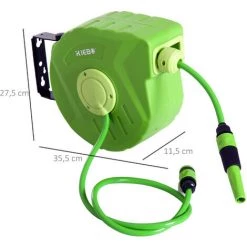 Outsunny Dévidoir Mural Enrouleur Automatique Pivotant 180° Tuyau 10 + 1 M Avec Lance Arrosage Support Mural Intégré Vert - Vert 9 Outsunny Dévidoir Mural Enrouleur Automatique Pivotant 180° Tuyau 10 + 1 M Avec Lance Arrosage Support Mural Intégré Vert - Vert -Outsunny Soldes Magasin 7443057 3