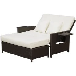 Outsunny Ensemble De Jardin 2 Places : Canapé Dossier Inclinable Tablettes Coffre Matelas Et Coussins Intégrées + Repose-pieds Résine Tressée Chocolat Polyester Crème 11 Outsunny Ensemble De Jardin 2 Places : Canapé Dossier Inclinable Tablettes Coffre Matelas Et Coussins Intégrées + Repose-pieds Résine Tressée Chocolat Polyester Crème -Outsunny Soldes Magasin 7491856 5